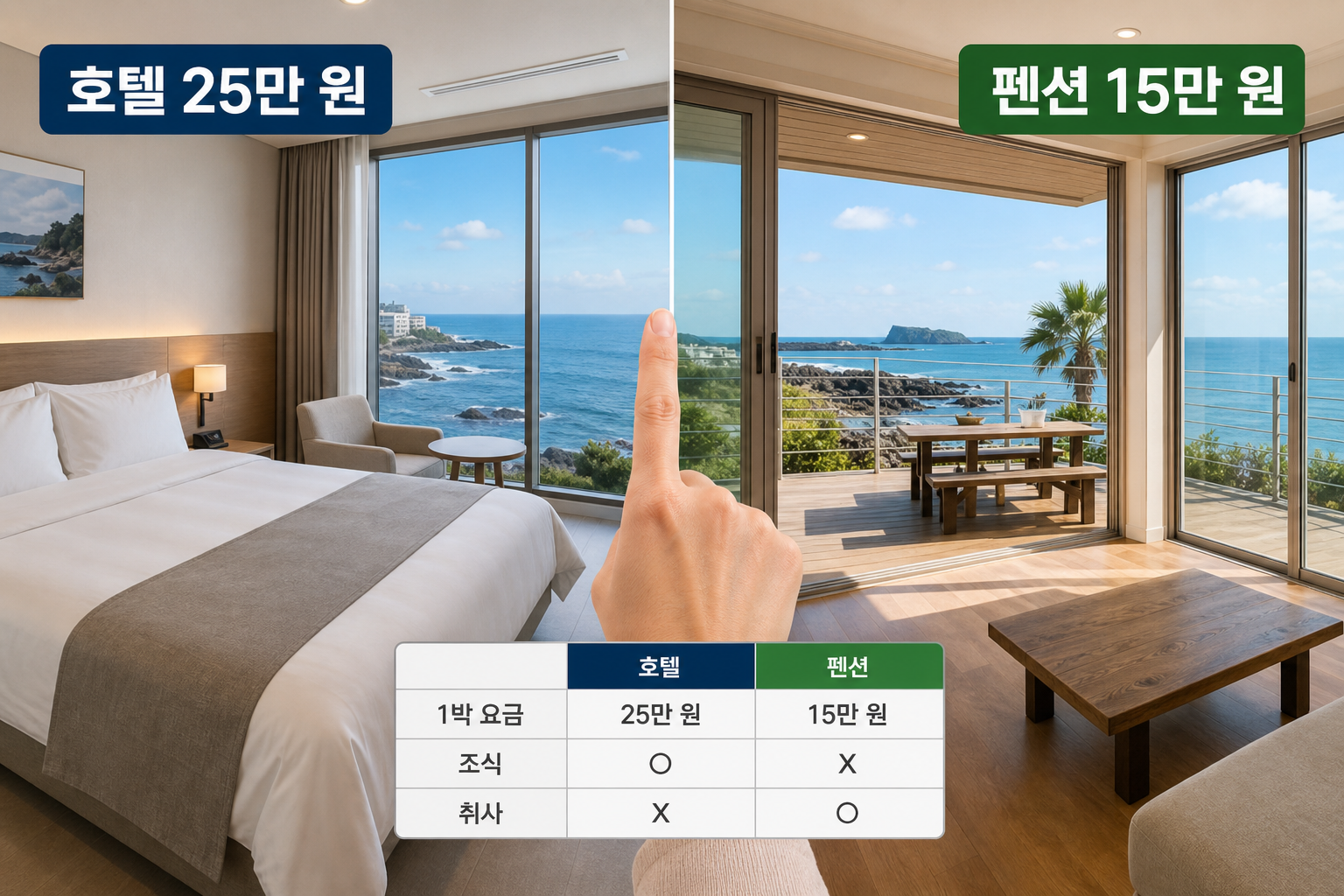 제주 오션뷰 호텔 vs 펜션 실제 비용·만족도 차이